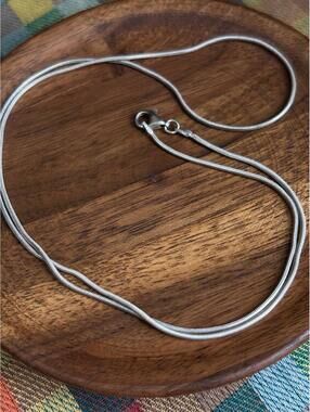 Vintage Sterling Silver Snake Chain Necklace 925 Italy Minimal